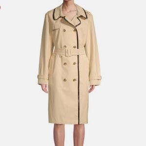 Kate Spade Double-Breasted Cotton Blend Trench Coat M Sandcastle